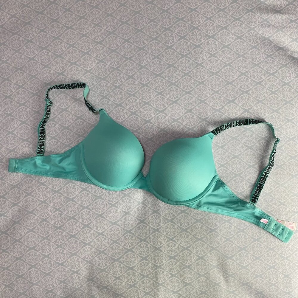 (32C) NWOT Victoria’s Secret PINK Push-up - Teal Aztec Bra 32C
